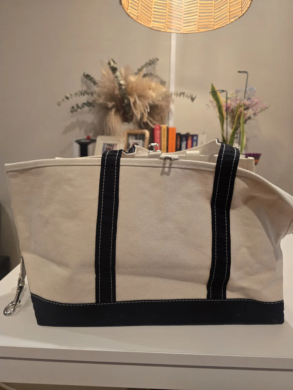 WagWear Canvas Tote Bag in Cream with Black Trim